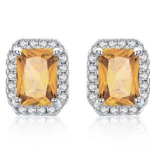 Champagne CZ Crystal Stud Earrings New